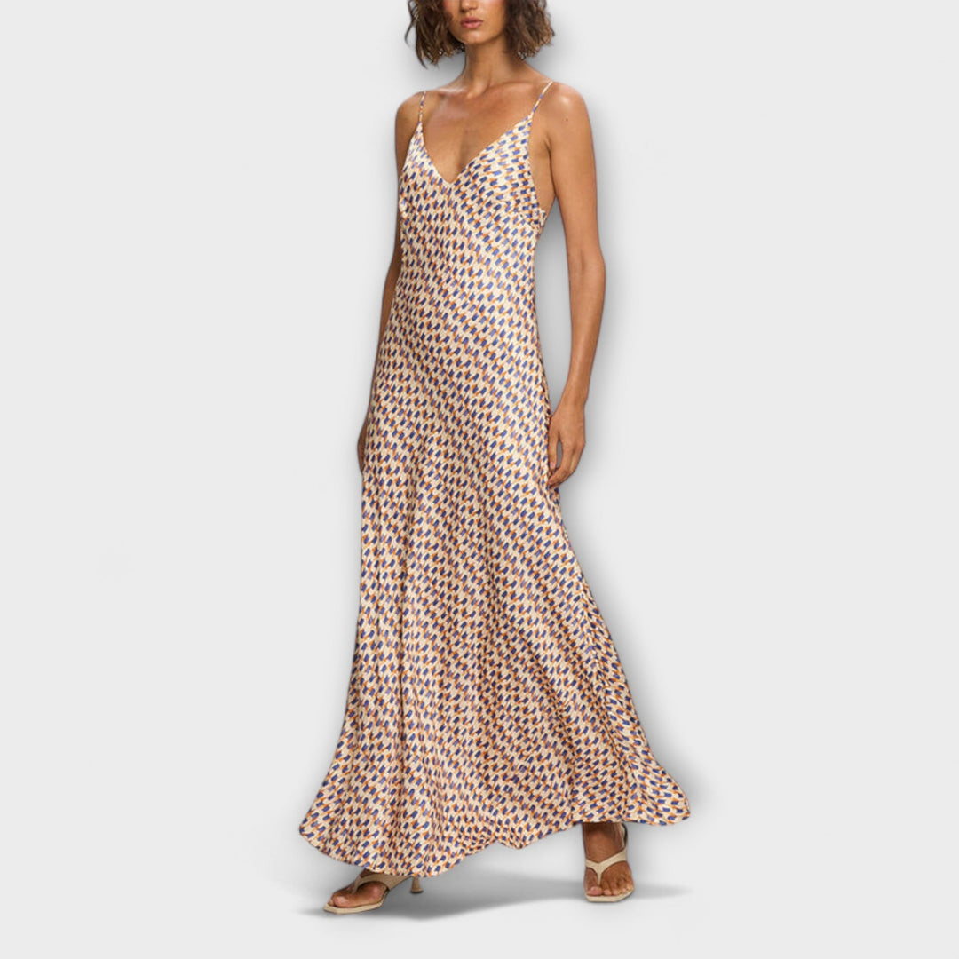 Tove - Stylish Geometric Print Maxi Dress
